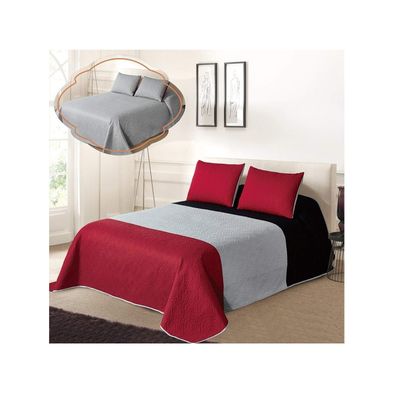 All American Collection Tri-Color Reversible King/Cal King Oversized Bedspread and Pillow Sham Set | Mix and Match for New Looks!
