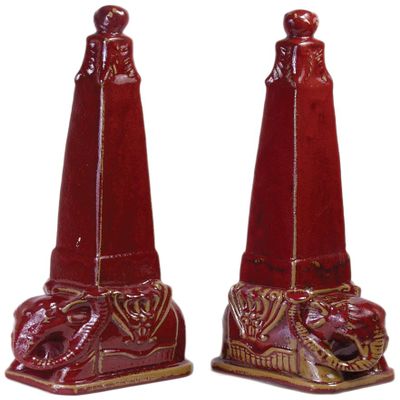 AA Importing Orchard Creek Designs 10221 Elephant Finial, Set of 2, Antique Red