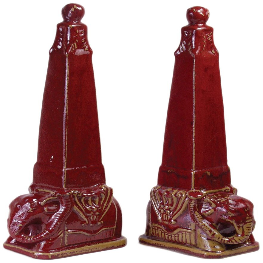 AA Importing Orchard Creek Designs 10221 Elephant Finial, Set of 2, Antique Red