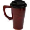 ALWAYS AZUL POTTERY 15 Oz Tall Travel Mug with Handle in Real Red Glaze - Handmade Ceramic Tumbler - Modern Reusable Portable Cup - Large Stoneware Dinnerware - Great for Any Beverage, Hot or Cold view 1