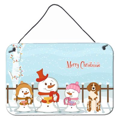 Caroline's Treasures BB2403DS812 Merry Christmas Carolers Brittany Spaniel Wall or Door Hanging Prints Aluminum Metal Sign Kitchen Wall Bar Bathroom Plaque Home Decor, 8x12, Multicolor