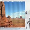 Ambesonne American Shower Curtain, Scenic View of Monument Valley Sandstone Butte Rocks Wild West Desert Landscape, Cloth Fabric Bathroom Decor Set with Hooks, 69" W x 84" L, Cinnamon Blue view 1