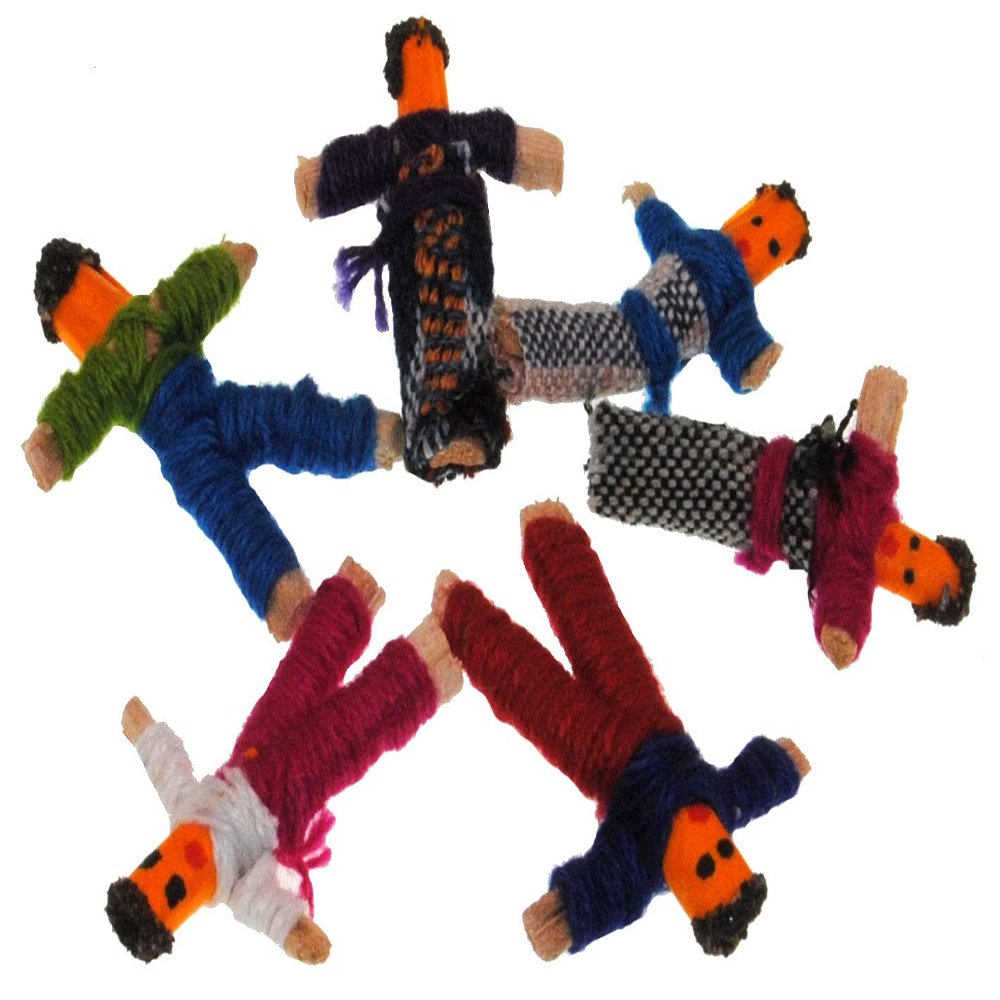 Terrapin Trading 6 Handmade Fairtrade Guatemalan Worry Dolls Mayan Tribal Shaman Witch Magic Good