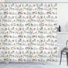 Ambesonne Retro Shower Curtain, Cartoon Village of Domestic Animals Goat Goose Sheep Funny Patterns, Cloth Fabric Bathroom Decor Set with Hooks, 69" W x 84" L, Yellow Beige view 1