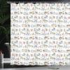 Ambesonne Retro Shower Curtain, Cartoon Village of Domestic Animals Goat Goose Sheep Funny Patterns, Cloth Fabric Bathroom Decor Set with Hooks, 69" W x 84" L, Yellow Beige view 3
