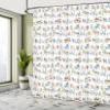 Ambesonne Retro Shower Curtain, Cartoon Village of Domestic Animals Goat Goose Sheep Funny Patterns, Cloth Fabric Bathroom Decor Set with Hooks, 69" W x 84" L, Yellow Beige view 4