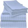 6 PC Sheet Set Egyptian Cotton Sheets Extra Deep Pockets (+21 Inches) Full Extra Long Light Blue Stripe 600 Thread Count Machine Washable view 1