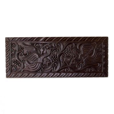 NOVICA Angels with Trumpets Wood Relief Panel