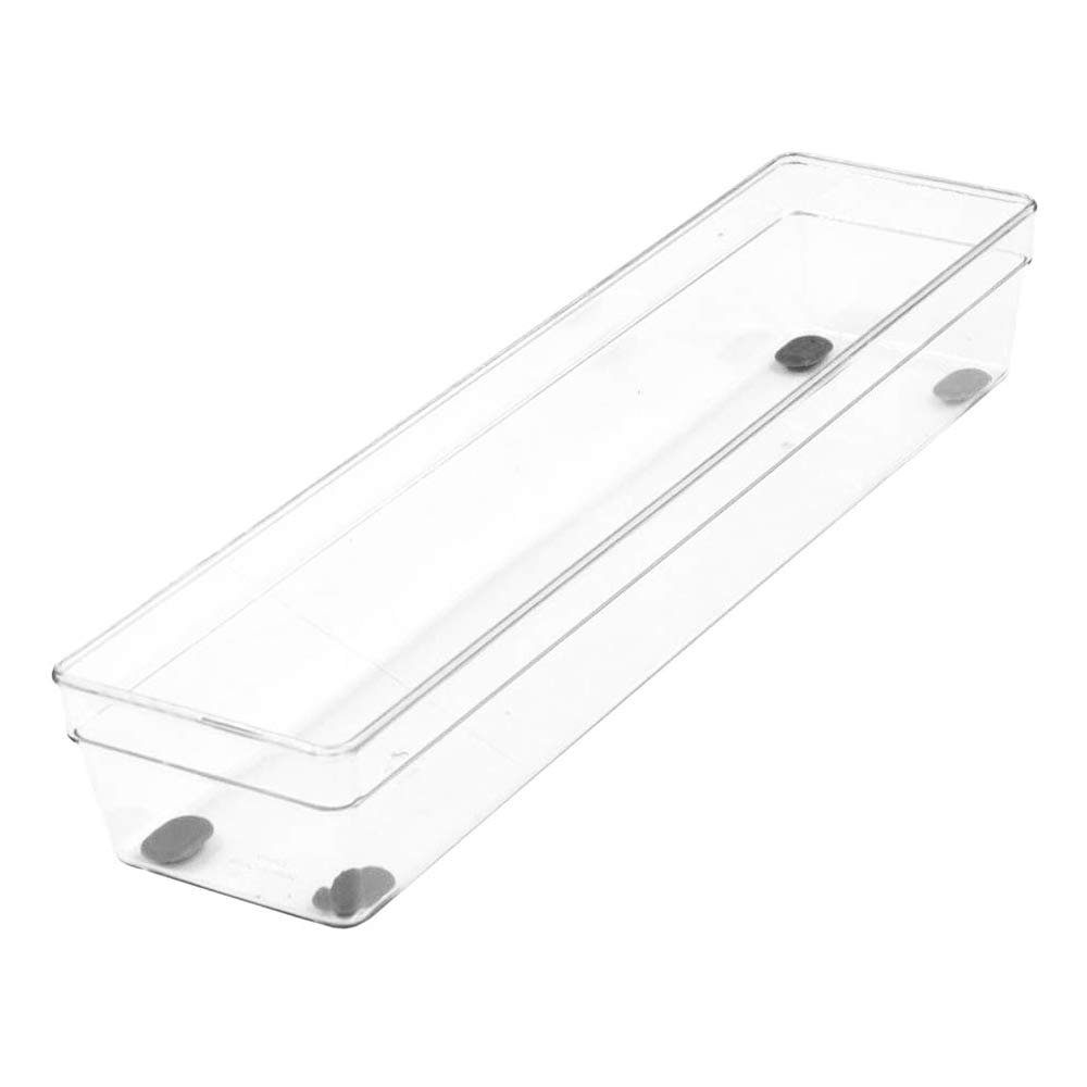 Glad Plastic Drawer Storage Tray Heavy Duty Organizer Bin for Home, Kitchen, Bath, Bedroom, Office | Non-Slip Feet, 13" x 3.25", Clear