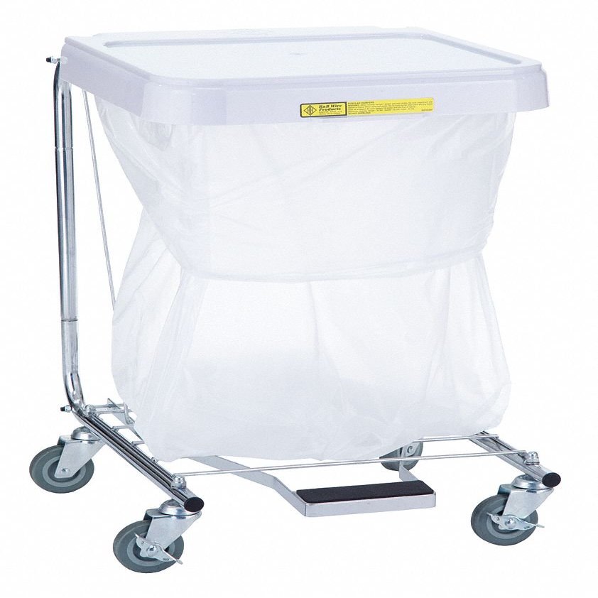 Laundry Hamper Cart, 1 Comp, Gray, 7 cu. ft
