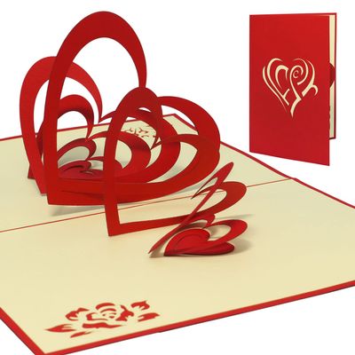 Lin - Pop-up cards, wedding cards, wedding invitations, 3D cards, greeting cards, wedding, wedding congratulations, heart in hearts.