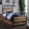 Acme Adams Wood Twin Slat Bed with Metal Frame in Antique Oak view 1