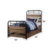Acme Adams Wood Twin Slat Bed with Metal Frame in Antique Oak view 2