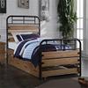 Acme Adams Wood Twin Slat Bed with Metal Frame in Antique Oak view 3