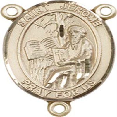 14K Gold Filled Saint Jerome Rosary Centerpiece Medal, 3/4 Inch