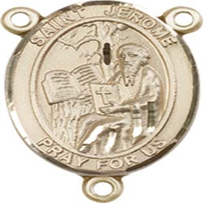 14K Gold Filled Saint Jerome Rosary Centerpiece Medal, 3/4 Inch