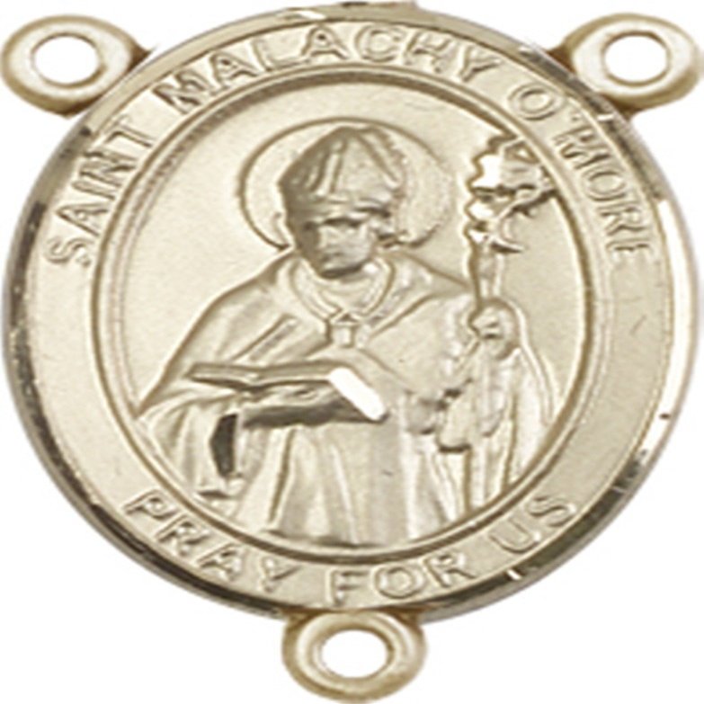 14K Gold Filled Saint Malachy O'more Rosary Centerpiece Medal, 3/4 Inch