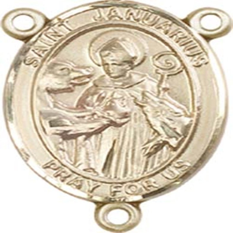 14K Gold Filled Saint Januarius Rosary Centerpiece Medal, 3/4 Inch