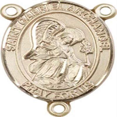 14K Gold Filled Saint Gabriel the Archangel Rosary Centerpiece Medal, 3/4 Inch