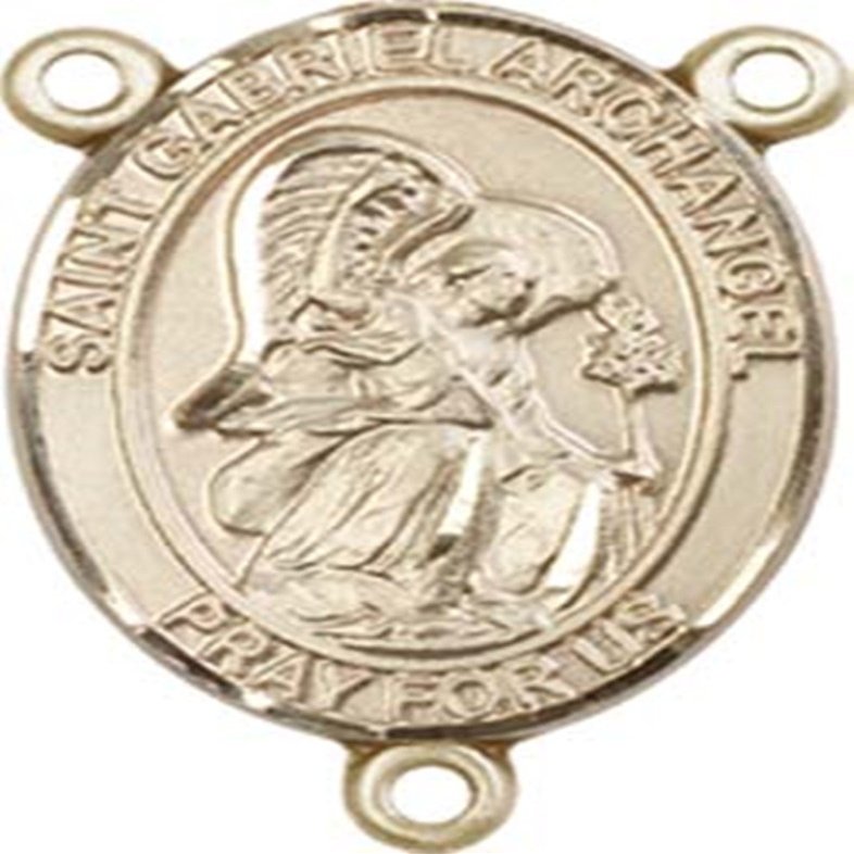 14K Gold Filled Saint Gabriel the Archangel Rosary Centerpiece Medal, 3/4 Inch