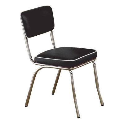 BOWERY HILL Dining Side Chair in Black and Chrome (Set of 2)