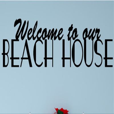 Welcome to Our Beach House Wall Decals Stickers, Black, 24"