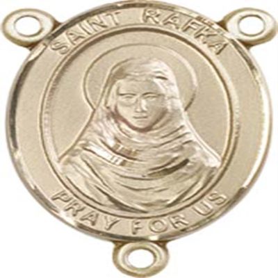 14K Gold Filled Saint Rafta Rosary Centerpiece Medal, 3/4 Inch