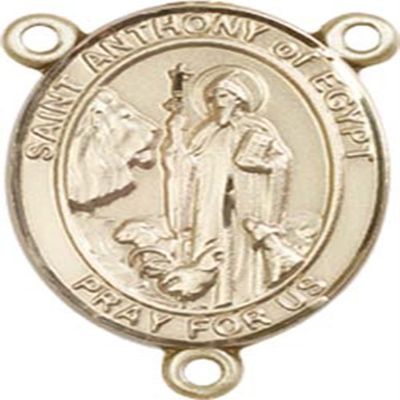 14K Gold Filled Saint Anthony of Egypt Rosary Centerpiece Medal, 3/4 Inch