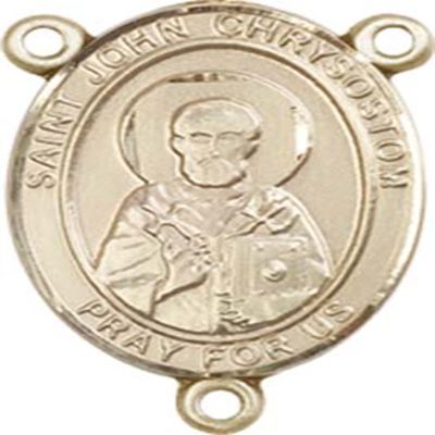 14K Gold Filled Saint John Chrysostom Rosary Centerpiece Medal, 3/4 Inch