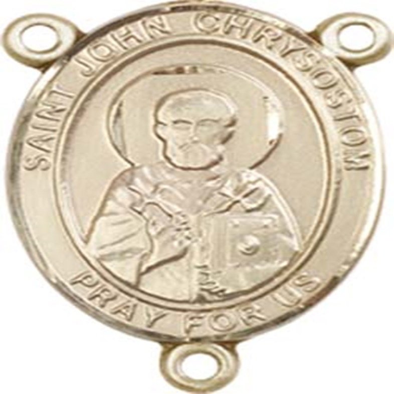 14K Gold Filled Saint John Chrysostom Rosary Centerpiece Medal, 3/4 Inch