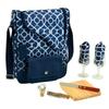 Picnic at Ascot - Wine Carrier Deluxe with Glass Wine Glasses and Accessories for Two, Trellis Blue view 2