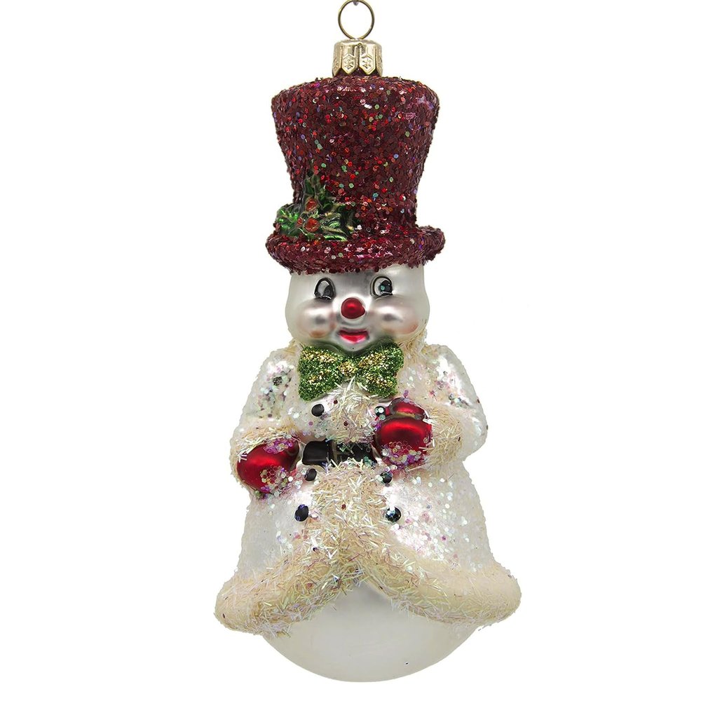 4" CDL Glass Blown Snowman Ornaments for Christmas Tree (4",Snowman G24)