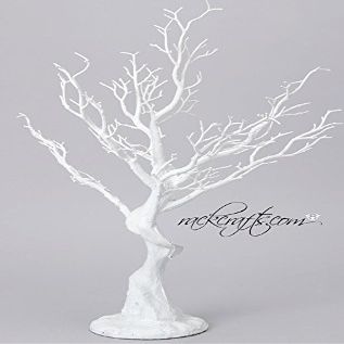 rackcrafts.com White Jumbo X Large Manzanita Tree Manzanilla Tree Decoration Table Center Piece With Standing Base Shatterproof Wedding Special Events
