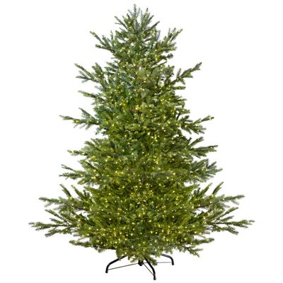 Real Touch Pre-Lit Full Oregon Noble Fir Artificial Christmas Tree - 6.5' - Warm White LED Lights