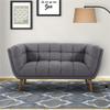 Armen Living Phantom Loveseat in Dark Grey Linen and Walnut Wood Finish view 2