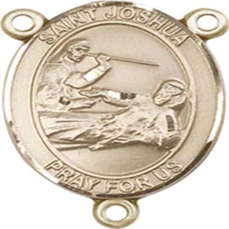 14K Gold Filled Saint Joshua Rosary Centerpiece Medal, 3/4 Inch