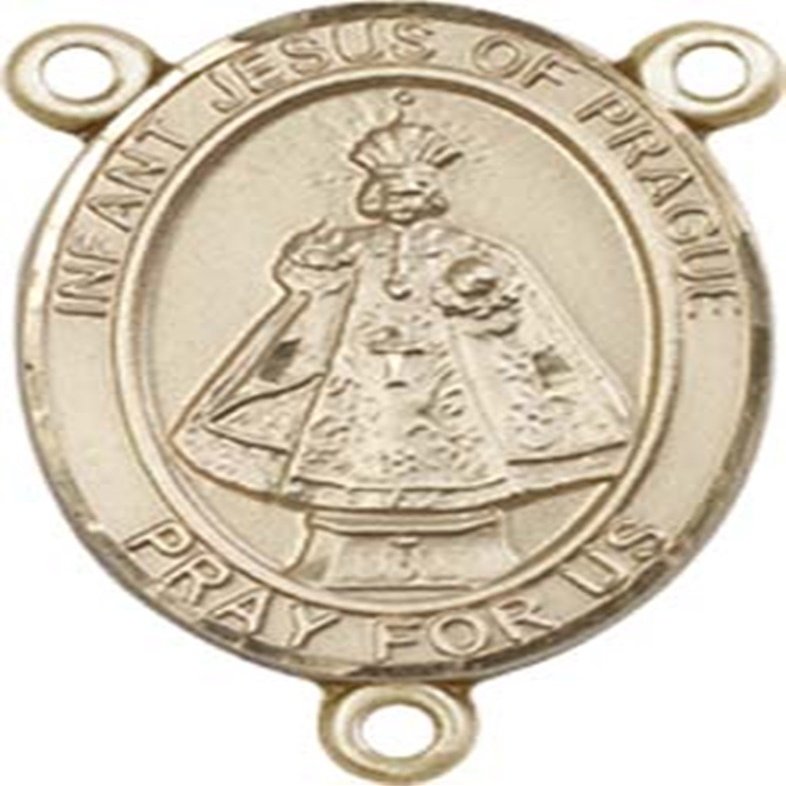 14K Gold Filled Infant of Prague Rosary Centerpiece Medal, 3/4 Inch