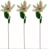 Admired By Nature Burlap Poinsettia Stems 3 Pack (Natural Cream Color) - for Christmas Home Decor, Weddings, Events, Parties view 1