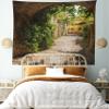 Ambesonne Medieval Tapestry, Streets of Tuscany Old Mediterranean Middle Age Town European High Culture Italy, Wide Wall Hanging for Bedroom Living Room Dorm, 80" X 60", Green Sand view 1