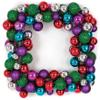 SilksAreForever 24" Artificial Mixed Plastic Ball Square-Shaped Wreath -Purple/Pink/Silver view 1
