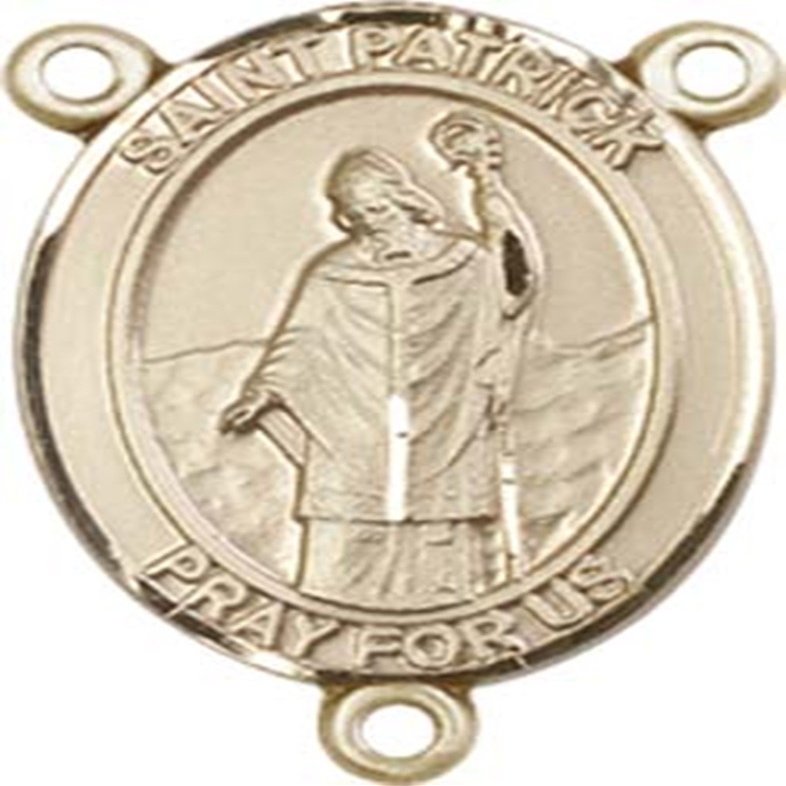 14K Gold Filled Saint Patrick Rosary Centerpiece Medal, 3/4 Inch