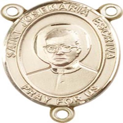 14K Gold Filled Saint Josemaria Escriva Rosary Centerpiece Medal, 3/4 Inch