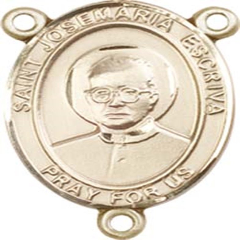 14K Gold Filled Saint Josemaria Escriva Rosary Centerpiece Medal, 3/4 Inch