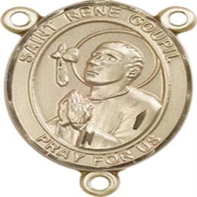 14K Gold Filled Saint Rene Goupil Rosary Centerpiece Medal, 3/4 Inch