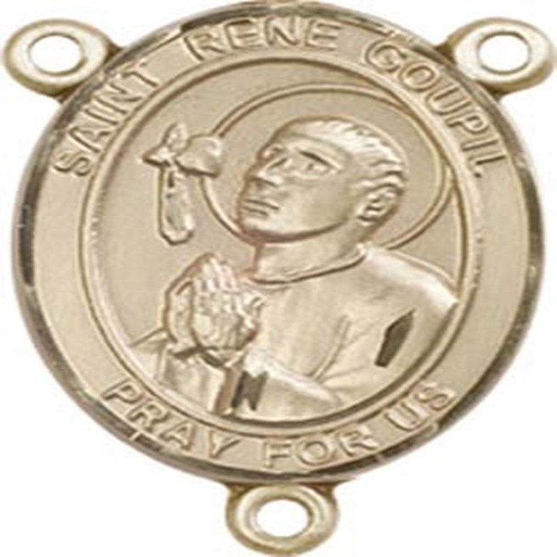 14K Gold Filled Saint Rene Goupil Rosary Centerpiece Medal, 3/4 Inch
