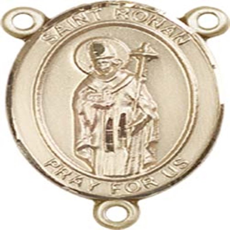 14K Gold Filled Saint Ronan Rosary Centerpiece Medal, 3/4 Inch