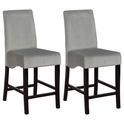 BOWERY HILL Contemporary 25" Counter Stool in Gray and Black (Set of 2)