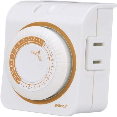 Woods 50004 24 Hour 2 Outlet White Indoor Mechanical Outlet Timer - 3 Pack