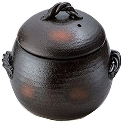Set of 10, Rice Pot, Porridge Pot, Round Rice Pot, 7 Cups, 10.6 x 9.4 x 8.7 inches (27 x 24 x 22 cm), Body 5.5 inches (14 cm), Direct Fire, Restaurants, Ryokan, Japanese Tableware, Commercial Use, Tableware