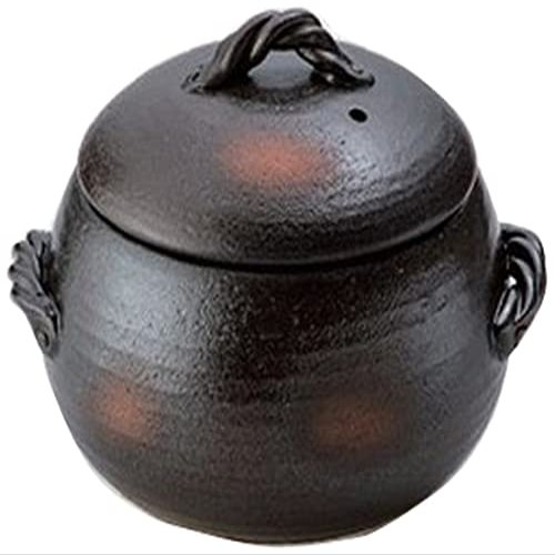 Set of 10, Rice Pot, Porridge Pot, Round Rice Pot, 7 Cups, 10.6 x 9.4 x 8.7 inches (27 x 24 x 22 cm), Body 5.5 inches (14 cm), Direct Fire, Restaurants, Ryokan, Japanese Tableware, Commercial Use, Tableware